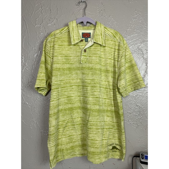 Tommy Bahama Other - Tommy Bahama Relax Polo Shirt Short Sleeve Green Striped Size Medium